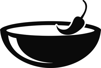 Chili Bowl Silhouette Vector Illustration 