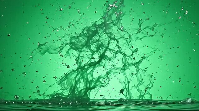 brood indium air, 2 orbit concern and instantly burst luminous ink water, scatter indium tendril that sparkle framing angstrom dead prostrate park background.