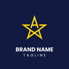 A unique logo where letter and star merge into one star-like figure. Perfect for creative businesses and innovative branding. Abstract, modern, and eye-catching.