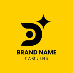 Letter D logo with a star placed at the top corner, representing growth and excellence. A great visual for forward-thinking, creative, and digital business identities.