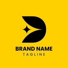A simple yet impactful logo with letter D and a star. Clean and professional, great for a wide range of industries including tech, media, and creative startups.
