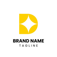 Modern D letter logo with a clean star design. A sharp and simple mark perfect for digital platforms, tech startups, and brand-focused visual identities.