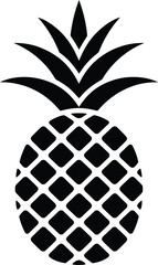 Obraz premium Vector Black Pineapple Icon, Stylized Tropical Fruit Silhouette.