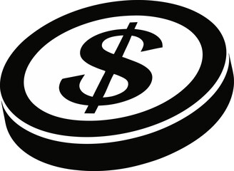 Dollar Coin Silhouette Vector Illustration 