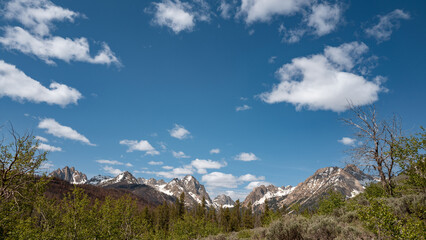 Beautiful Sawtooth mountains and blue sky