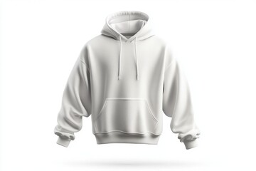 Pristine White Hoodie Floating Against a Clean Isolated Background