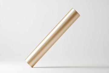 Sleek Gold Cylinder on a White Background