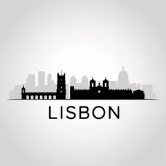 Naklejka premium Lisbon Skyline Silhouette — Historic Coastal Capital Vector Illustration