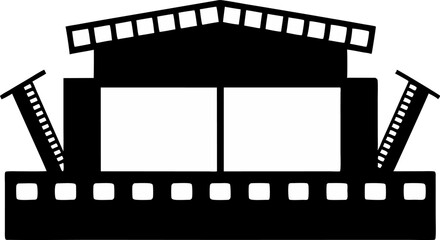 Obraz premium Movie Screen Silhouette Vector Illustration 