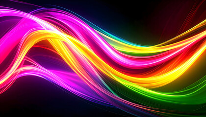 Fototapeta premium Neon Fluid Painting – Bright Colors on Black Background