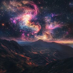 Colorful Sky with Galaxy View