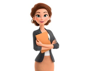 Naklejka premium Businesswoman Holding Document Folder