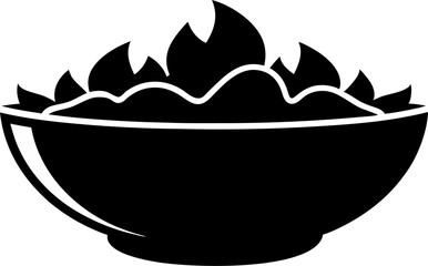 Salad Bowl Silhouette Vector Illustration 
