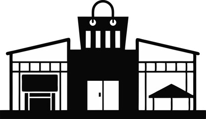 Shopping Mall Silhouette Vector Illustration 