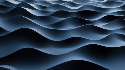 Obraz premium Abstract wavy pattern background with light and shadow. Dark blue colored waves surface. Modern and elegant backdrop for graphic design, technology, or business concepts.