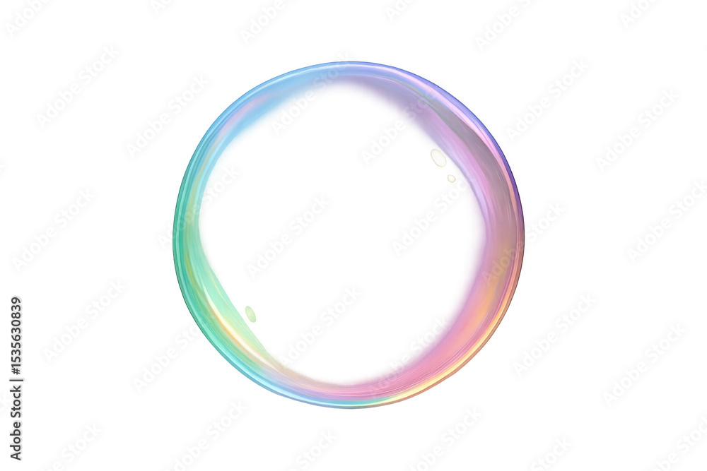 Poster colorful soap bubble floating gracefully against a transparent background, ideal for seamless image 