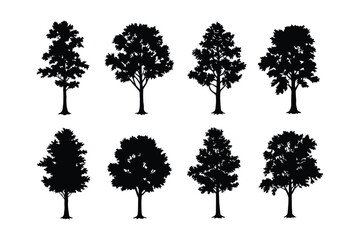 "Silhouette Tree Icons Set &ndash; Vector Collection of Deciduous Tree Shapes for Nature and Landscape Design"

