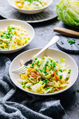 Chinese cabbage salad with carrots and green onions