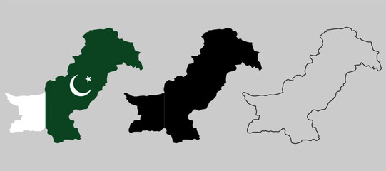 Pakistan Map, Flag, Vector Illustration, Design Eps	