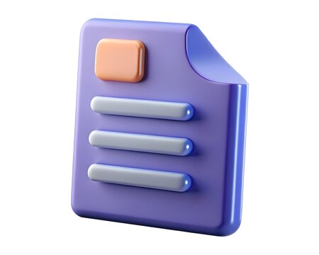 3d render of a purple document icon with a peach highlight