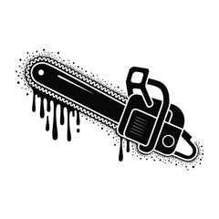 Chainsaw Graphic Illustration Black and White Design