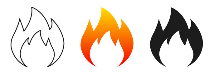 Flame icon. Three tongue fire logo