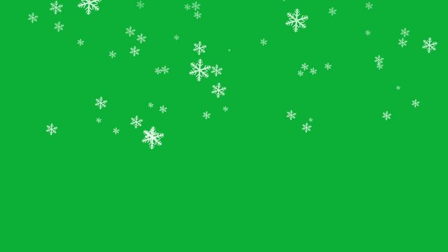 Animated falling Snowflakes Particles Isolated on Green Screen. Snowfall  motion texture decorative pattern for New year Christmas or winter concept Videos Template Background on chroma key