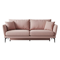 Modern pink sofa with cushions isolated on transparent background