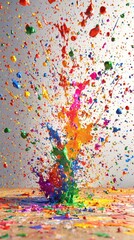 Colorful Paint Splatter Art on Canvas with Dynamic Motion