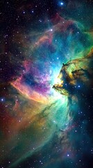 Orion Nebula in Deep Space with Colorful Nebula Clouds