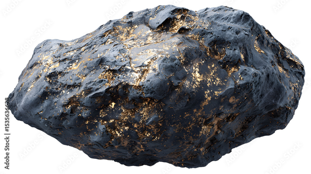 Aufkleber artistic rendering of a golden ore nugget against a black background representing hidden treasures a