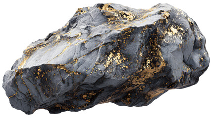 Fototapeta premium Abstract rock texture with gold accents on a isolated background ideal for luxurious designs and digital art projects