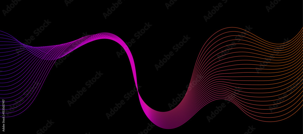 Poster abstract creative geometric wave line art for design of websites and landing pages, dynamic sound wa