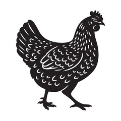 Isolated white background showcases various farm birds, including a detailed rooster, hen, and chick illustration