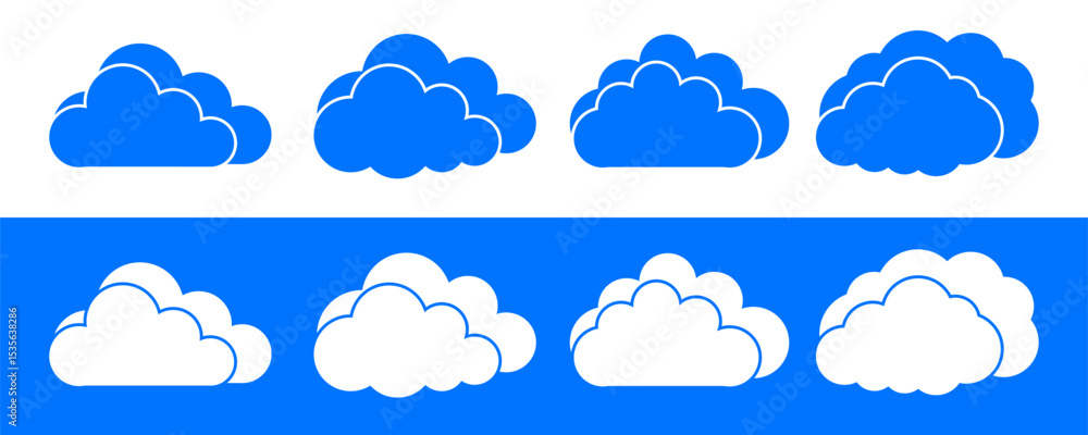 Aufkleber set blue clouds icon – stock vector