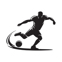 Vector illustration of a sports player silhouette running with a ball, also a skateboarder