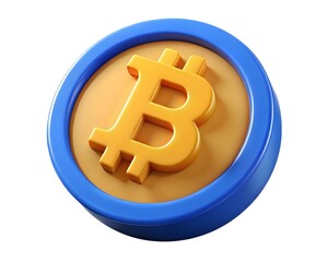 3d render of Bitcoin cryptocurrency icon in blue and gold