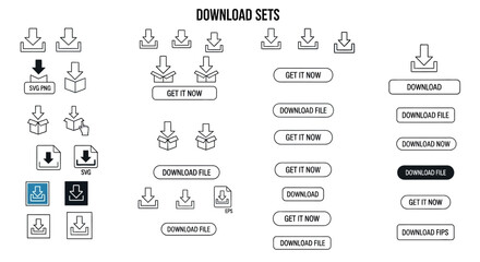 Download Button Icons Free Vector Set for Websites and Apps
