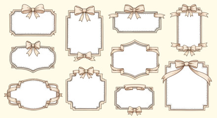 Elegant Bow and Ribbon Frames Vintage Design Elements for Invitations, Cards, and Scrapbooking