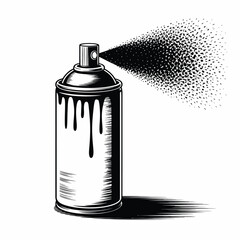 Spray Paint Can Illustration Black and White Design