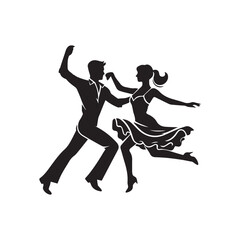Silhouette of people dancing country dance style vector on a white background. Country dance vector 