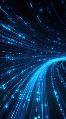 Obraz premium Dynamic Blue Light Streams in a Futuristic Tunnel