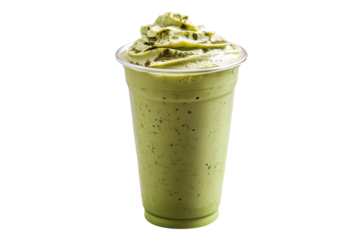 matcha green tea smoothie isolated on transparent background