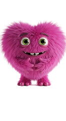 Fototapeta premium Pink Furry Monster Character Illustration png, isolated on trasparent background