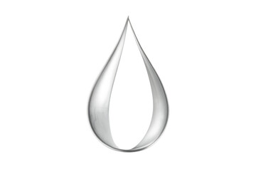 Silver liquid drop falling with transparent background, perfect for concepts related to water, purity, and refreshment