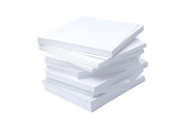 Stack of blank white paper notes isolated on transparent background