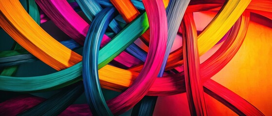 Colorful Ribbons of Abstract Vibrant Colors Intertwining