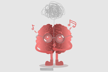Cute Brain Character Healing from Trauma – Mental Clarity and Therapy Concept
