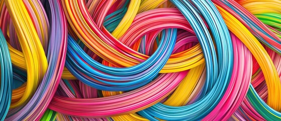Colorful Streams of Abstract Vibrant Colors Intertwining