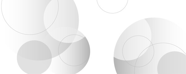 Geometric gray color overlapping circles lines abstract background. Technology, science and network concept banner design. Colorful pastel vector art.